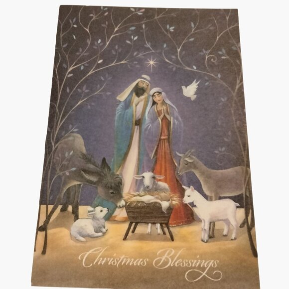 Religious Christmas Card Christian Nativity Peace Happiness Sarah Summers - Picture 1 of 8